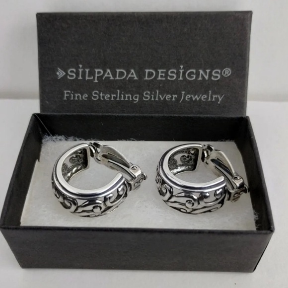 Silpada RARE Vintage CLIP-ON
Sterling Silver Filigree Scroll
Hoop Earrings - Picture 9 of 10